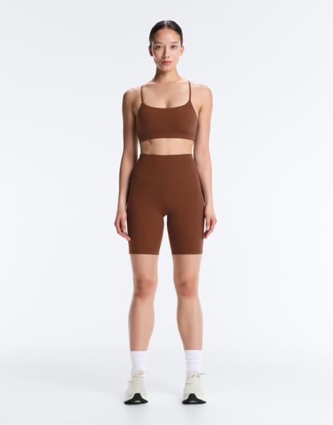 OYSHO Comfortlux high-rise 20cm biker leggings in coffee