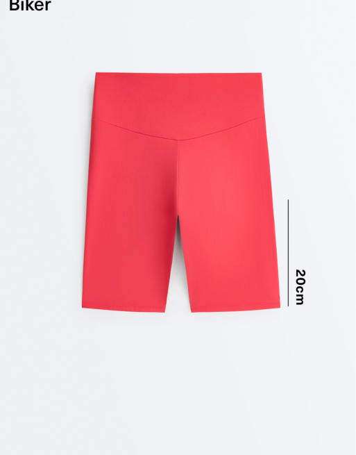 OYSHO Comfortlux high-rise 20cm short leggings in coral, 6 of 7