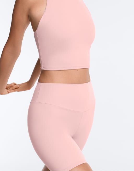 OYSHO Comfortlux high-rise 20cm short leggings in light pink, 7 of 7