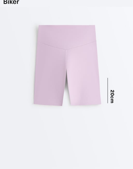 OYSHO Comfortlux high-rise 20cm short leggings in light purple, 6 of 7