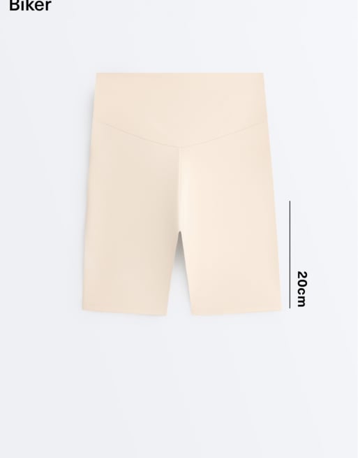 OYSHO Comfortlux high-rise 20cm short leggings in sand, 6 of 7