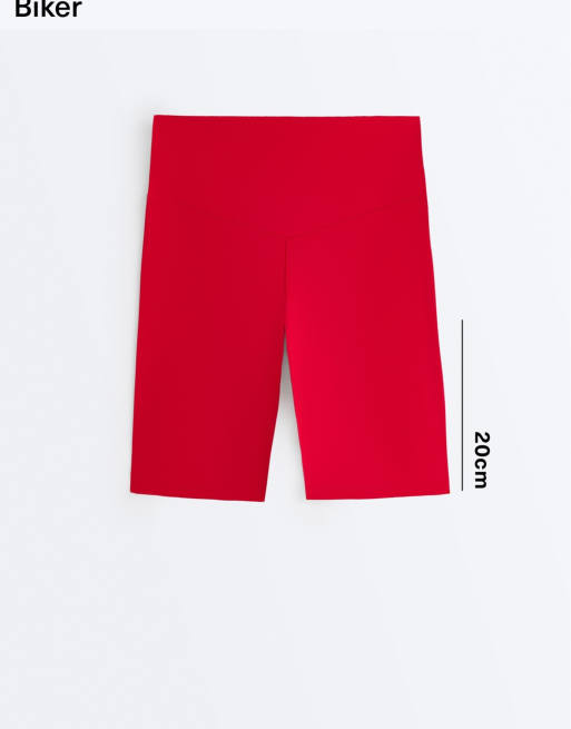 OYSHO Comfortlux high-rise 20cm short leggings in strong red, 6 of 7