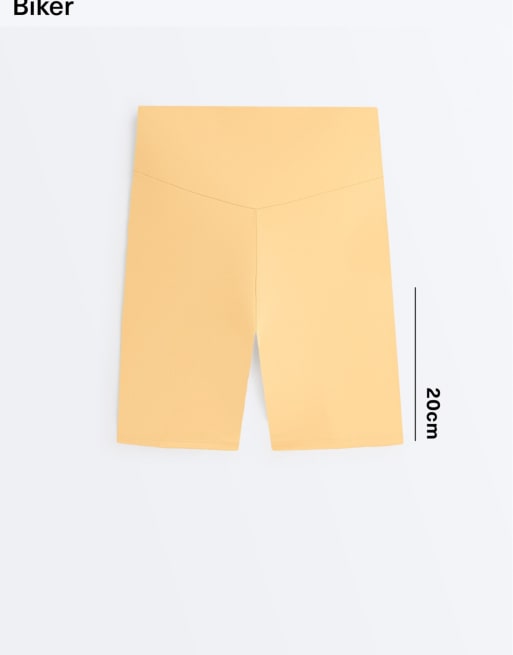 OYSHO Comfortlux high-rise 20cm short leggings in yellow, 6 of 7
