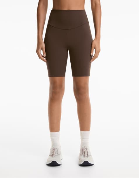Oysho Comfortlux high-rise 20cm shorts in light brown - view 1