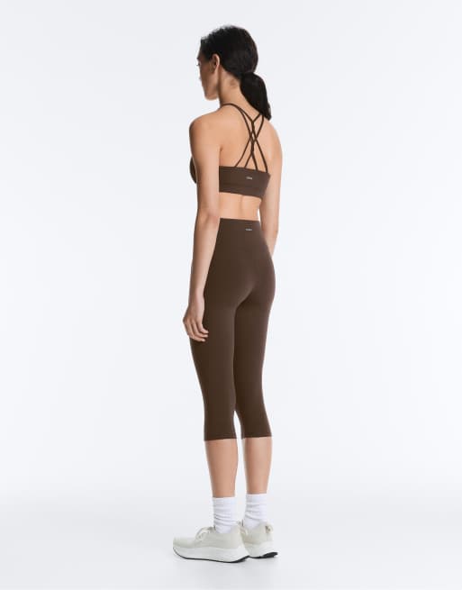 OYSHO Comfortlux high-rise 40cm caprileggings in dark brown, 4 of 7