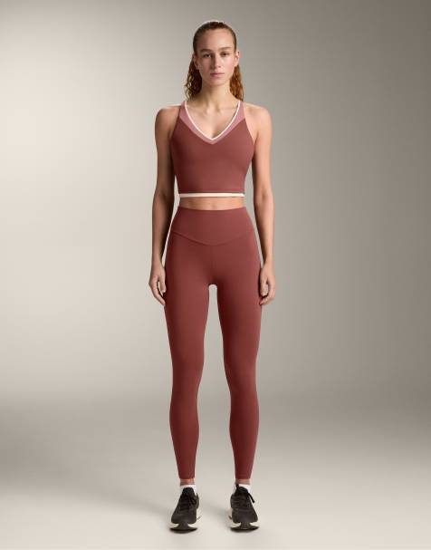 OYSHO Comfortlux high-rise ankle-length leggings in mauve - view 1