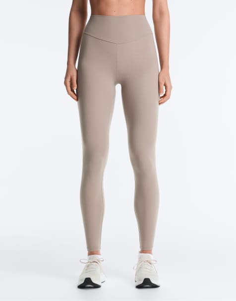 OYSHO Comfortlux high-rise ankle-length leggings in pale taupe - view 1
