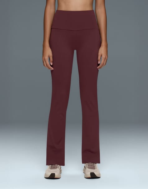 OYSHO Comfortlux high-rise flare trousers in burgundy - view 1