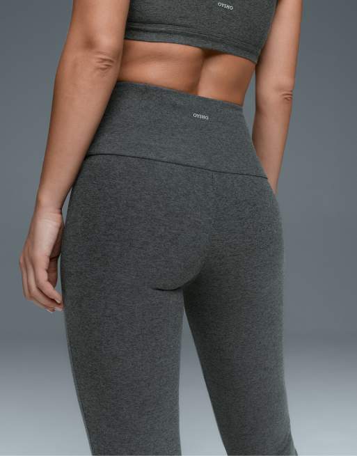 OYSHO Comfortlux high-rise flare trousers in dark grey, 3 of 7