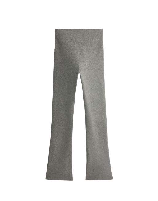 OYSHO Comfortlux high-rise flare trousers in grey, 4 of 4