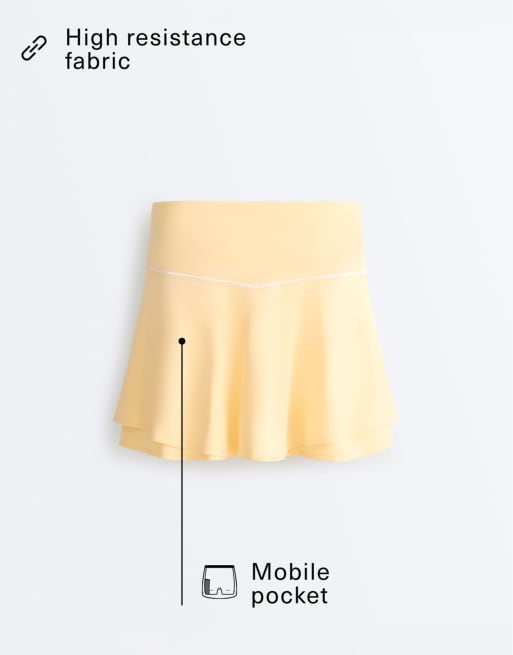OYSHO Comfortlux high-rise piping mini skirt in pale yellow, 6 of 7