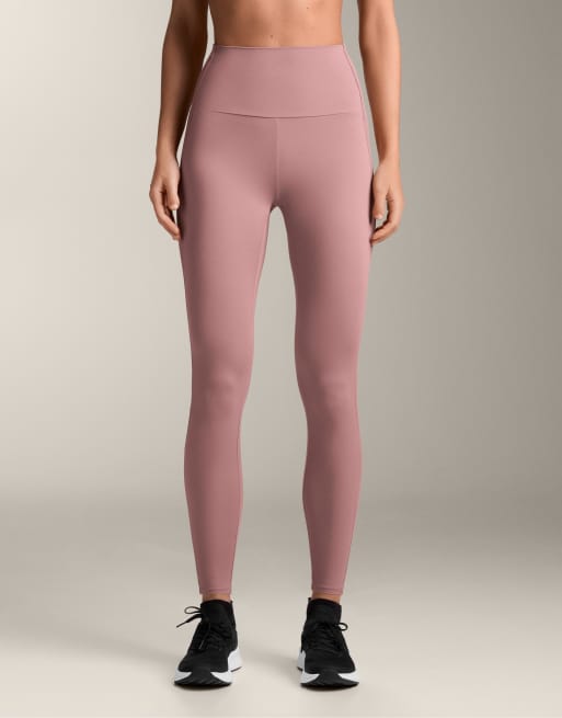 OYSHO Comfortlux high-rise rib 65cm ankle-length leggings in light pink