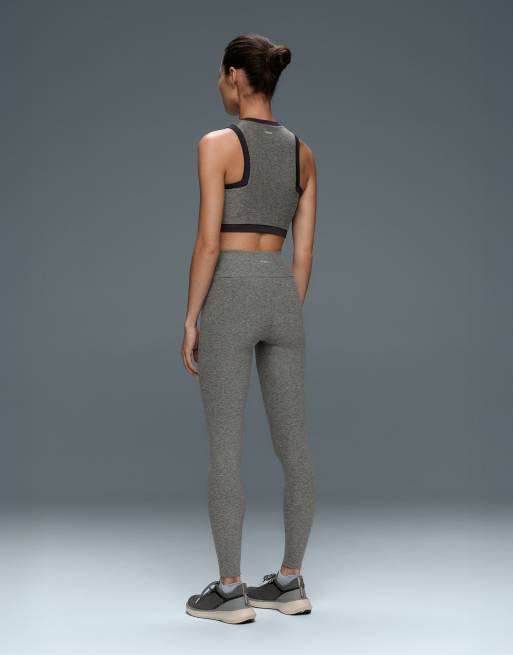 OYSHO Comfortlux high-waisted ankle-length heathered leggings in grey, 3 of 4