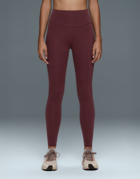 OYSHO Comfortlux high-waisted ankle-length leggings in burgundy - view 1