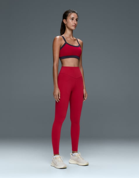 OYSHO comfortlux højtaljede ankellange leggings i rød - view 1