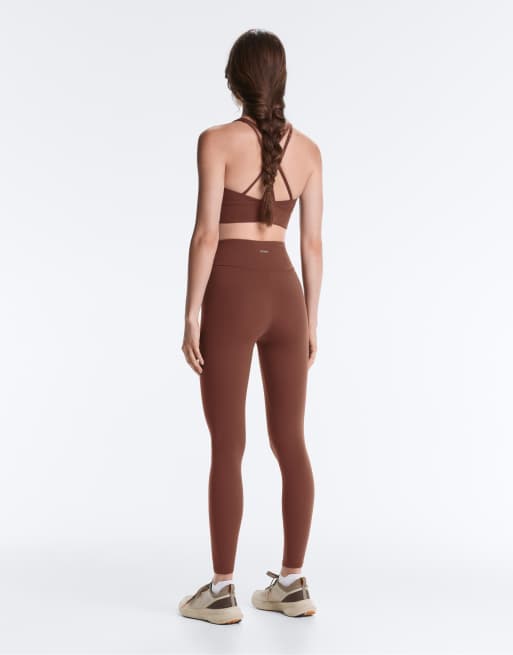 OYSHO comfortlux højtaljede ankellange leggings i teglrød, 4 af 7