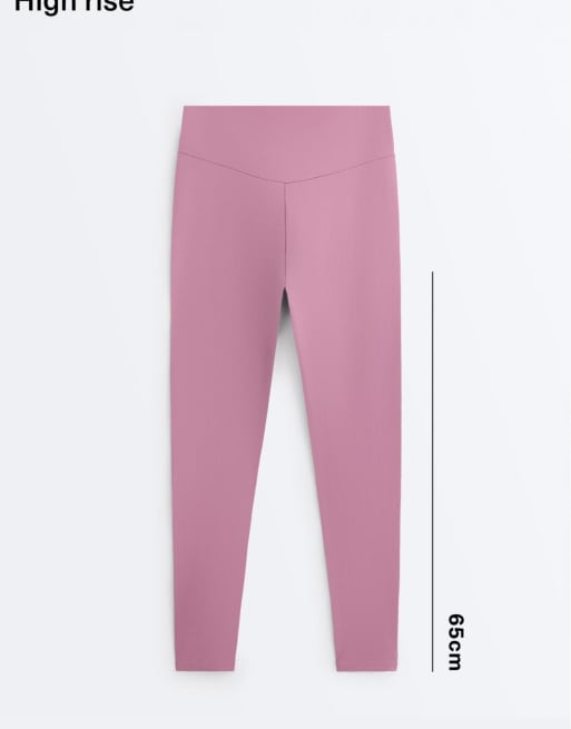 OYSHO - Comfortlux - Højtaljede og ankellange lyserøde leggings, 6 af 7