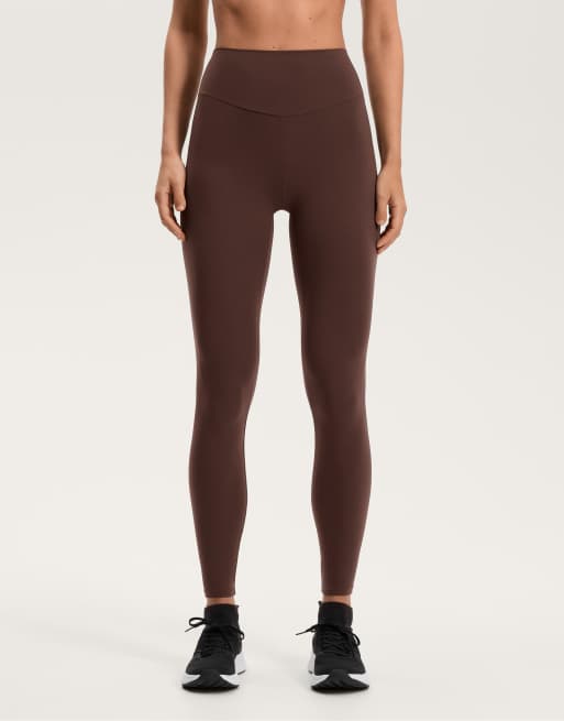 OYSHO - Comfortlux - Højtaljede og ankellange mørkebrune leggings