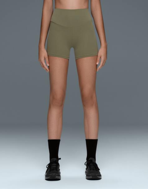 OYSHO Comfortlux hot pants a vita alta 10 cm in verde - view 1