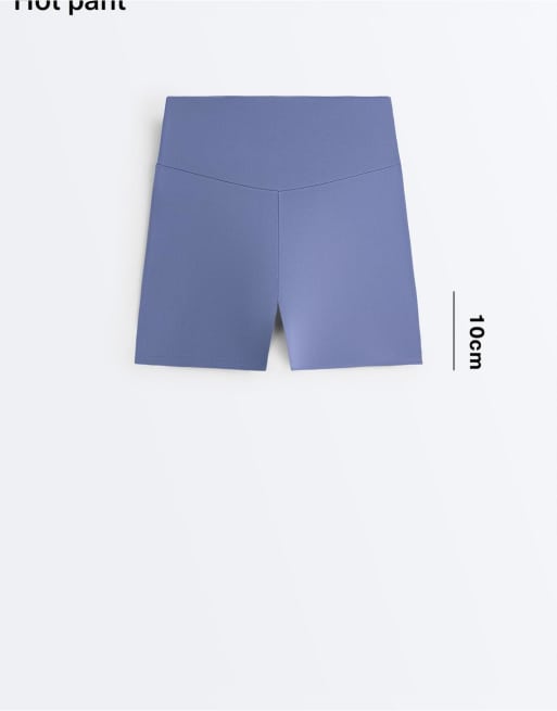 OYSHO - Comfortlux - Hot pants a vita alta da 10 cm blu, 6 di 7