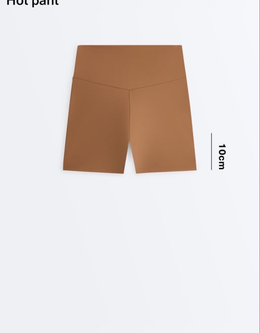 Oysho - Comfortlux - Hot pants da 10 cm marroni a vita alta, 6 di 7