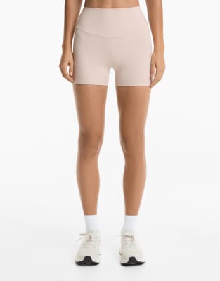 Oysho - Comfortlux - Hotpants in blassem Nerzbraun mit hohem Bund, 10 cm Schrittlänge