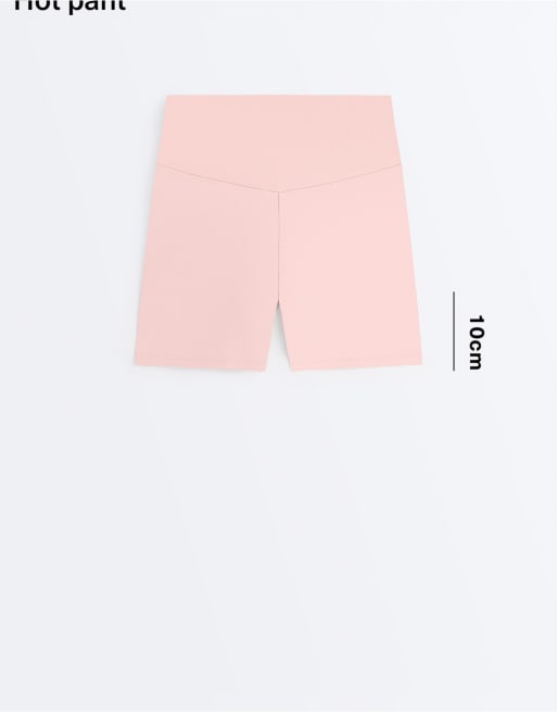 OYSHO Comfortlux hotpants med hög midja 10 cm i ljusrosa, 6 av 7