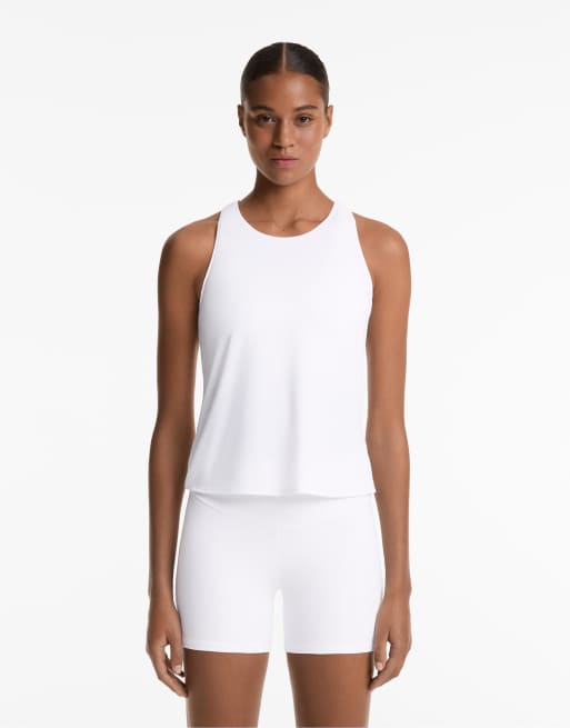 Oysho - Comfortlux - Hvid T-shirt med krydsende detalje på ryggen
