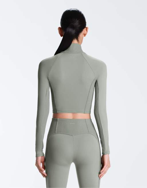 OYSHO - Comfortlux - Kakigrøn ribstrikket langærmet T-shirt, 2 af 4