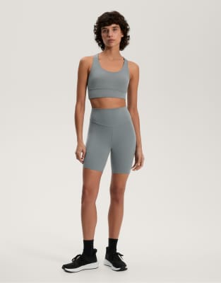 Oysho - Comfortlux - Knielange Leggings in Stahlblau mit hohem Bund, 20 cm