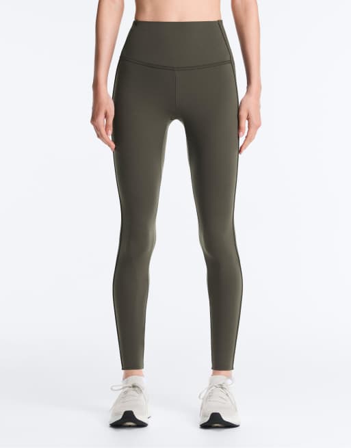 OYSHO – Comfortlux – Knöchellange, gerippte Leggings in Military-Grün mit hohem Bund, 2 von 4