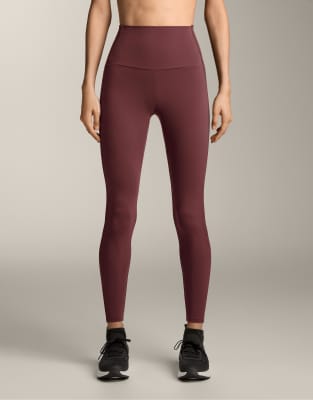 OYSHO - Comfortlux - Knöchellange, gerippte Leggings in Rot mit hohem Bund