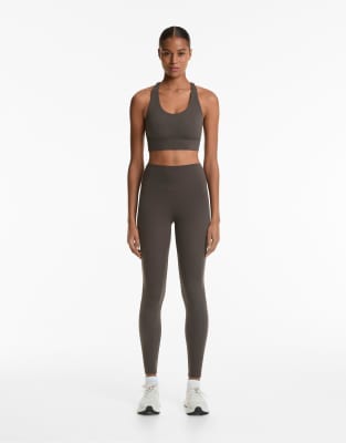 Oysho - Comfortlux - Knöchellange Leggings in Anthrazit mit hohem Bund-Grau