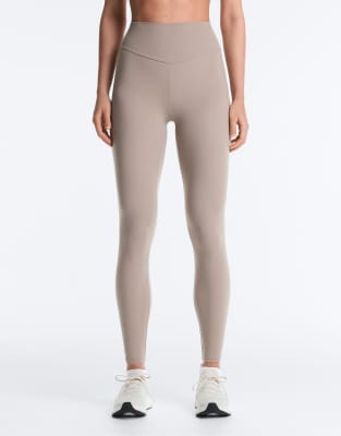 OYSHO - Comfortlux - Knöchellange Leggings in blassem Taupe mit hohem Bund-Grau