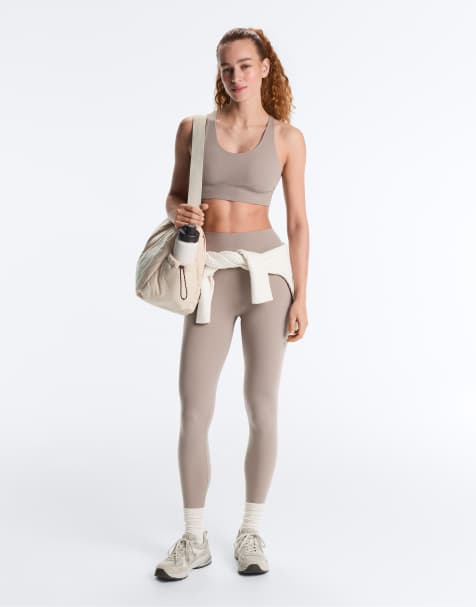 OYSHO – Comfortlux – Knöchellange Leggings in blassem Taupe mit hohem Bund - view 1
