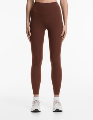 Oysho - Comfortlux - Knöchellange Leggings in Braun mit hohem Bund