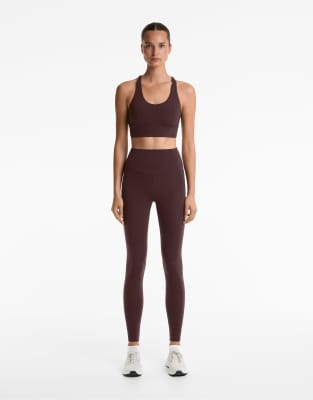 Oysho - Comfortlux - Knöchellange Leggings in Braun mit hohem Bund-Brünette
