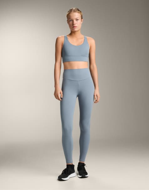 OYSHO – Comfortlux – Knöchellange Leggings in Grau-Blau mit hohem Bund - view 1
