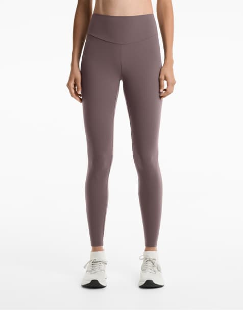 OYSHO – Comfortlux – Knöchellange Leggings in Grau-Lila mit hohem Bund - view 1