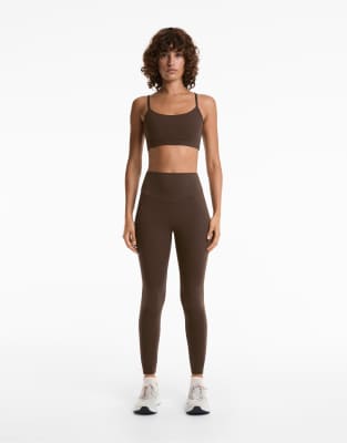 Oysho - Comfortlux - Knöchellange Leggings in Hellbraun mit hohem Bund