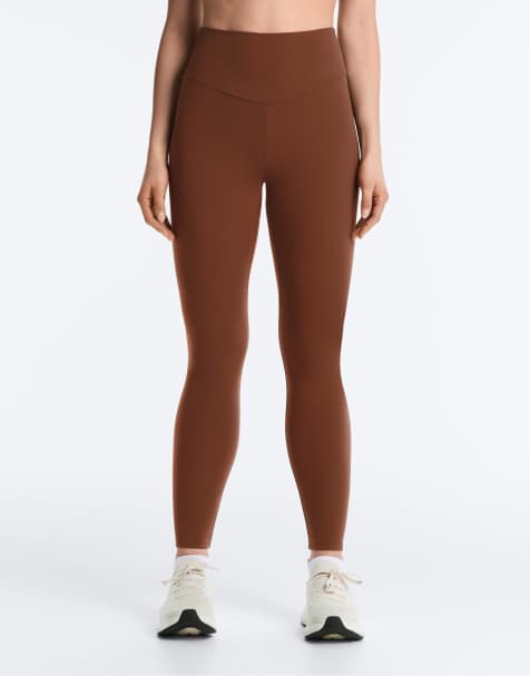 OYSHO – Comfortlux – Knöchellange Leggings in Kaffeebraun mit hohem Bund - view 1