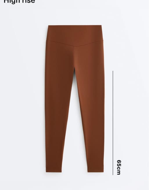 OYSHO – Comfortlux – Knöchellange Leggings in Kaffeebraun mit hohem Bund, 6 von 7