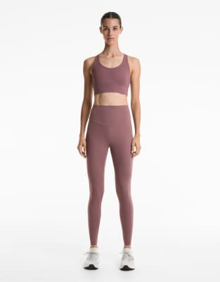 Oysho - Comfortlux - Knöchellange Leggings in Rosa-Mauve mit sehr hohem Bund, 65 cm-Grün