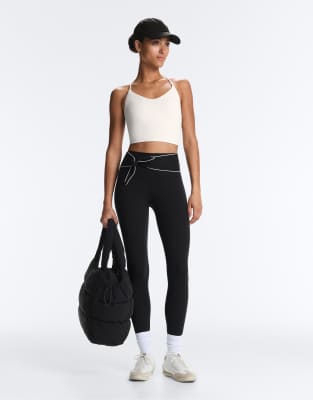 OYSHO - Comfortlux - Knöchellange Leggings in Schwarz mit Schleife und hohem Bund