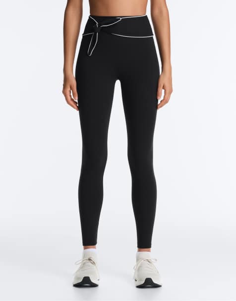 OYSHO – Comfortlux – Knöchellange Leggings in Schwarz mit Schleife und hohem Bund - view 1