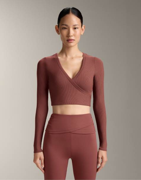 OYSHO - Comfortlux - Kobberfarvet tanktop med lange ærmer og krydset front - view 1