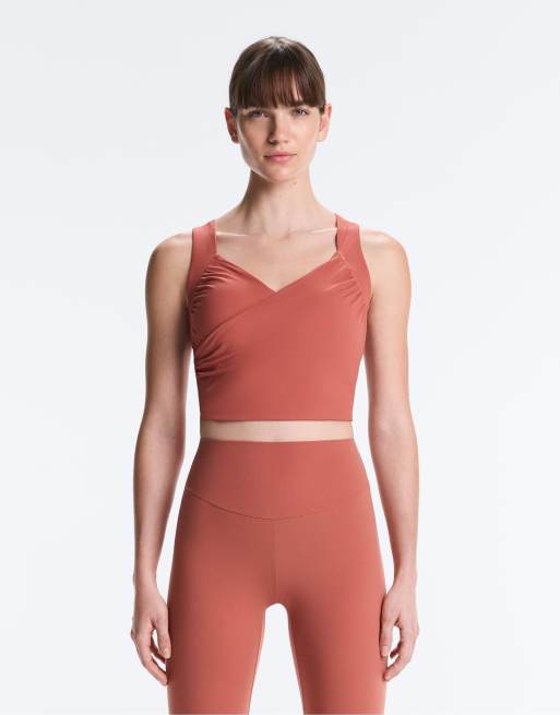 OYSHO – Comfortlux – Korallfärgat sportlinne med omlottdesign