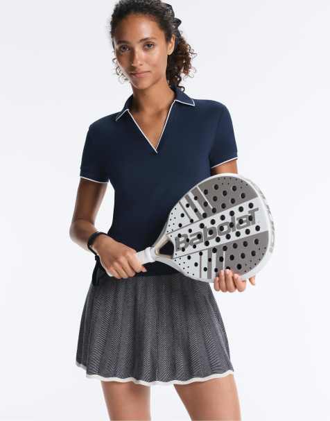 Oysho – Comfortlux – Kurzärmliges Polohemd in Marineblau mit Paspelierung - view 1
