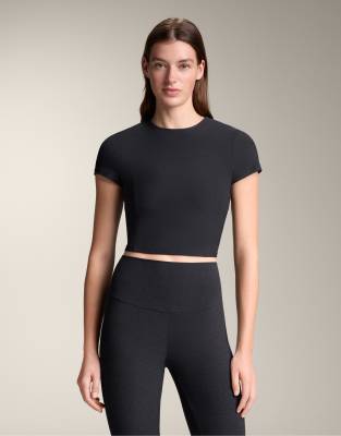 OYSHO - Comfortlux - Kurzärmliges T-Shirt in meliertem Anthrazit-Grau