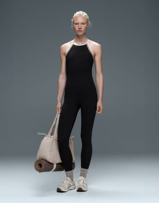 OYSHO Comfortlux lång blockfärgad jumpsuit i svart, 3 av 7